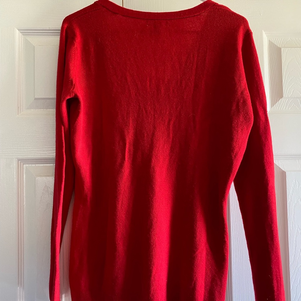 Red V-Neck Sweater - Picture 2 of 3